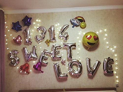 Miniatura 6 de Glanzzeit Globos de papel aluminio plateado de 16 pulgadas, letras de la A a la Z, números del 0 al 9 para decoración de graduación, boda, fiesta de