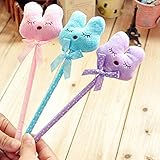 KitMax (TM) Pack of 12 Pcs 0.5 Mm Cute Cool Novelty Plush Squinting Rabbit Ballpoint Pen Office Scho