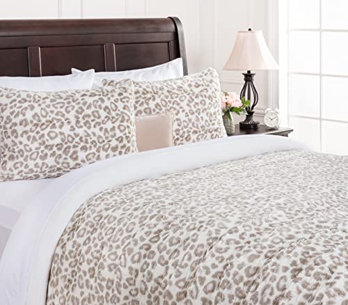Chanasya Fluffy Faux Fur Leopard Duvet Cover King Size Comforter Cover Set - 3 Pieces Bedding Set - Soft Shaggy Cozy Plush Furry Fuzzy Luxury Aesthetic Animal Print Pattern Warm Velvet Mink Bedcover #TOP1