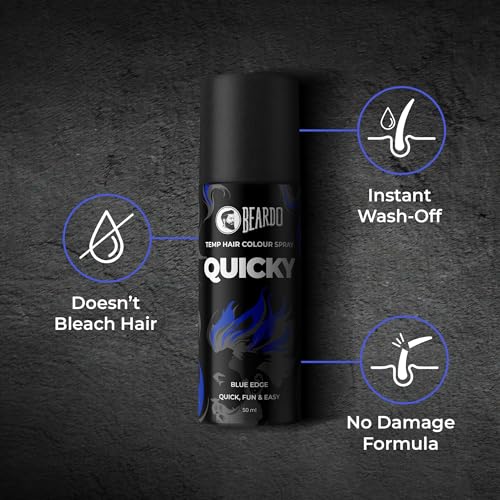 Image of Beardo Quicky Hair Color - Blue Edge, 50 ml | Temporary 1-Day 1-Wash | DIY Instant Hair Color Makeup for Men | No Bleach | No Ammonia | No Damage
