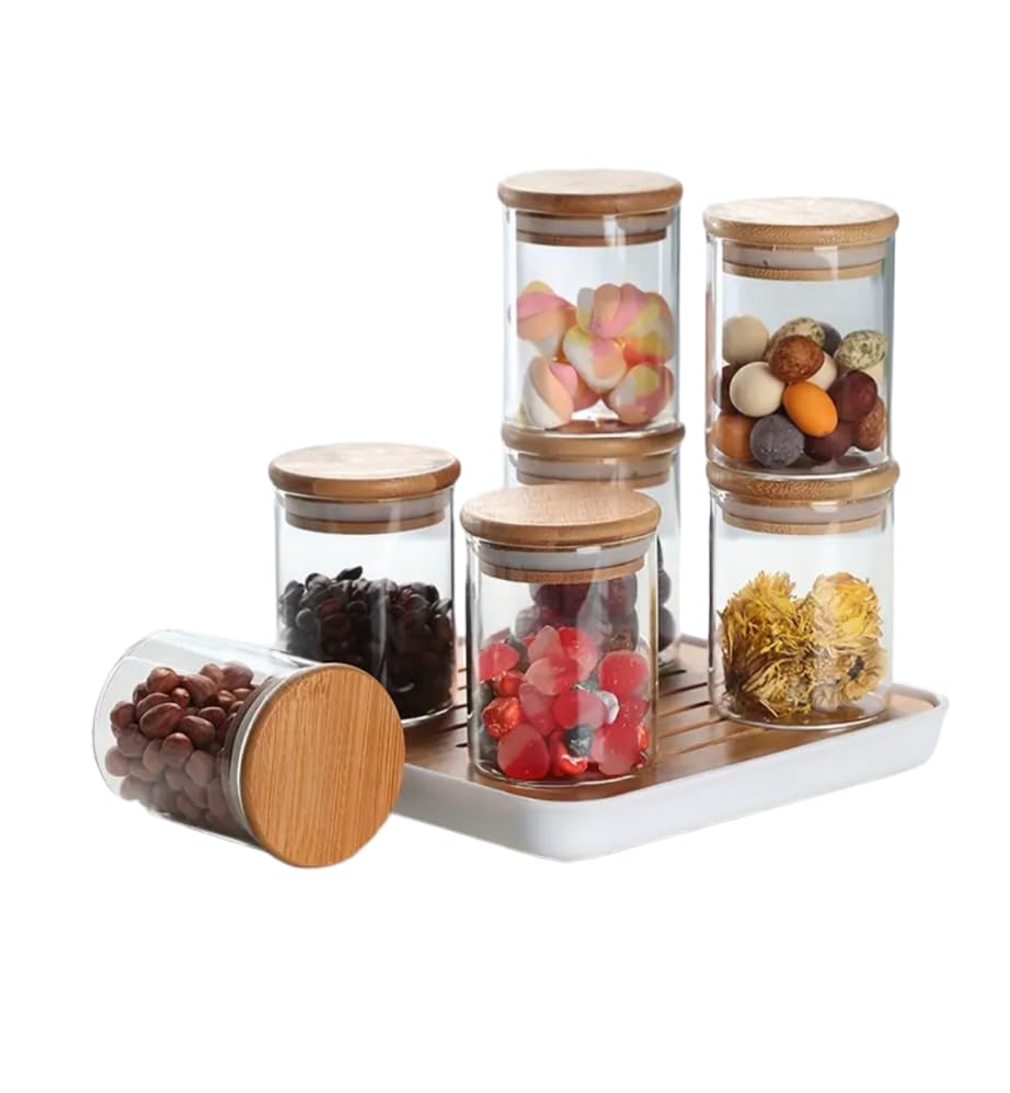 Storage Jars with Lid, Round, Set of 3 Small Glass Storage Jars, Airtight, 500 ml, Perfect as Tea, Beans, Cereal - Image 4