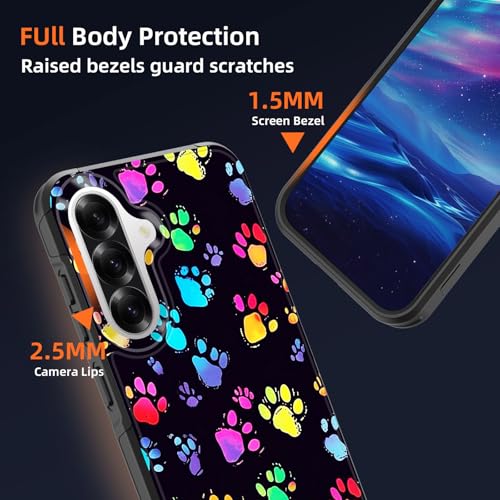 GFEWYTJYJ for Galaxy A17 5G Case,[10 FT Military Grade Drop Protection] Non-Slip Heavy Duty Shockproof Phone Case for Samsung Galaxy A17 5G 6.7 inch 2025,Colorful Paw Print - image 4