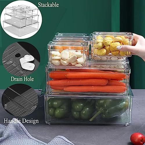 MYXKHYLL Set of 10 Fridge Organisers with Lids, view 3