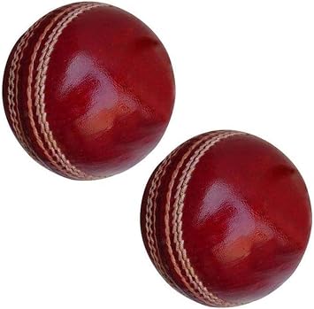 Cricket Ball Pack Of 2 156g - 5.5oz, Leather Hnad stitched for Coaching Practice Indoor & Outdoor Soft Training 4-Piece Construction | Ideal for T20, Net Practice,