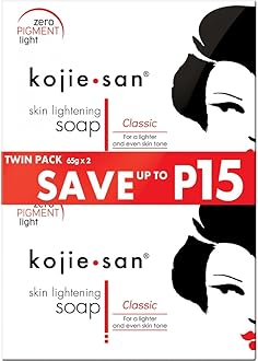 Skin Brightening Soap - Original Kojic Acid that Reduces Dark Spots, Hyperpigmentation, & Scars with Exfoliating Soap Net Included - 65g x 2 Bars