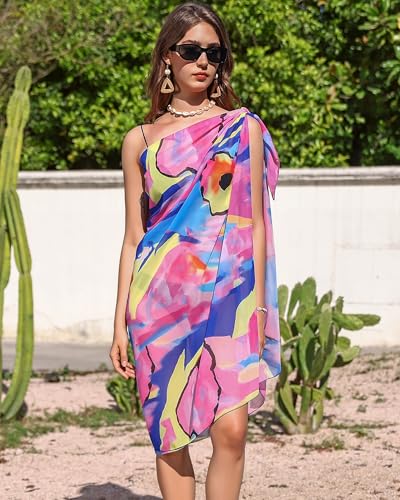 Image of Eicolorte Womens Beach Cover Up Chiffon Sheer Bikini Beach Swimsuit Coverup Sarong Pareo Wraps for Women