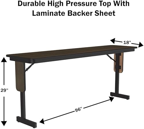 Miniatura 2 de Correll Mesas de seminario con patas de panel (HPL), 18 x 96 pulgadas, nogal
