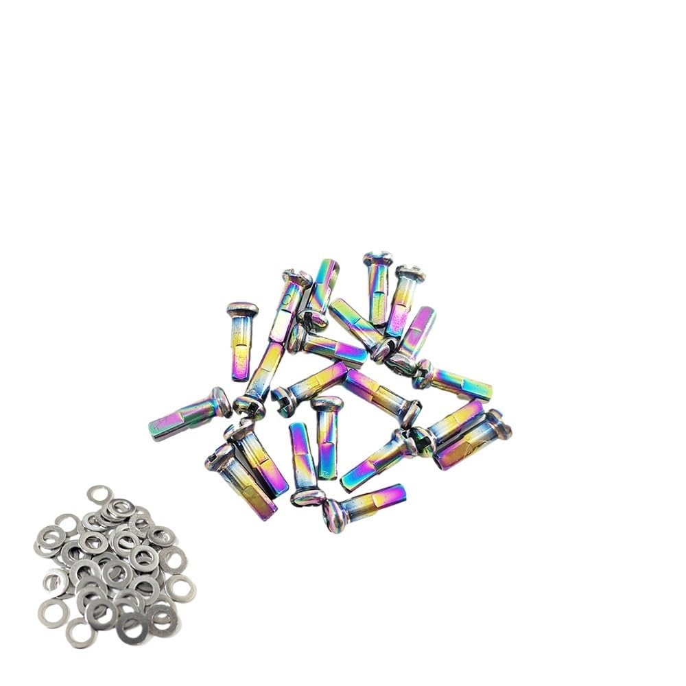 CHENJIAHAO Raggi Bici 28 Capezzolo in Ottone colorato 2.0 * 14MM 14G Capezzoli for Bicicletta Bike Cycling for Disco MTB Bicicleta Spoke Raggi Bici(100Pcs)