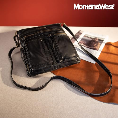 Image of Montana West Crossbody Bag for Women Multi Pocket Shoulder Medium Travel Purses Ultra Soft Washed Leather