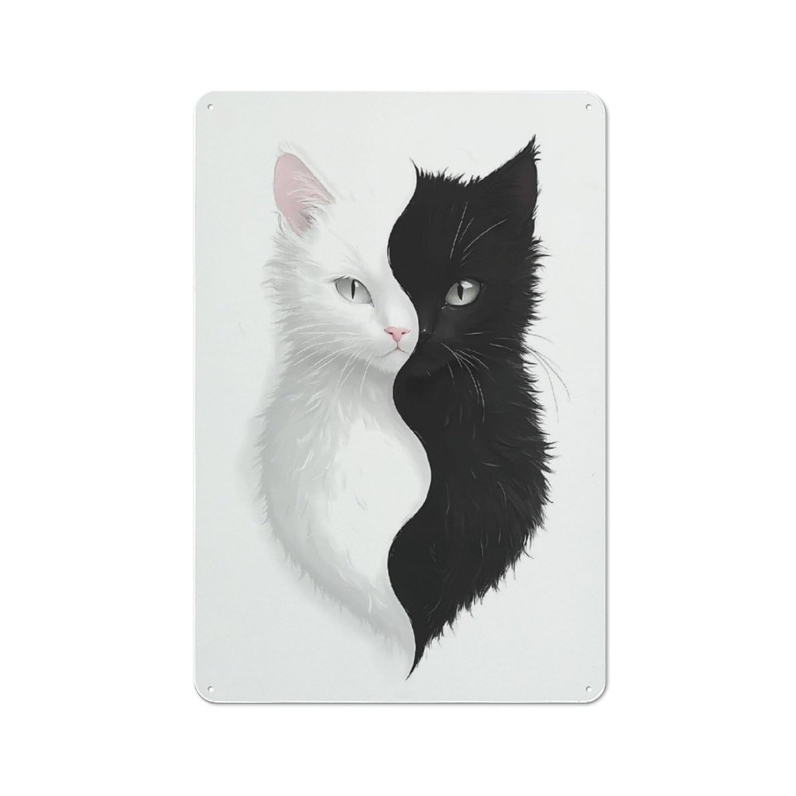 Junmoney Yin Yang Cats Tin Wall Plaque 30X20cm With For Man Cave Or Games Room, For Vintage Wall Decor Fans, For Themed Room Decoration
