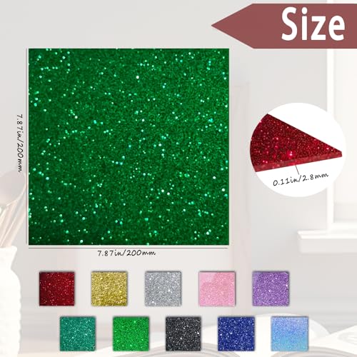 Image of Glitter Acrylic Sheets, Red+Green, 8 inchx8 inch, 2 Pack | 1 /8 in Thick, Cast Sparkly, For Laser Cutting, Engraving, Invitation Blanks