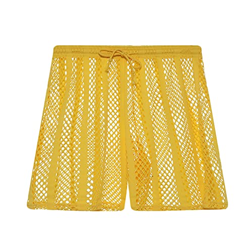 Men's Sexy Striped Fishnet Legging Pants and Shorts Mesh Sheer Drawstring Loose Trunks Lounge Pants Swim Underwear