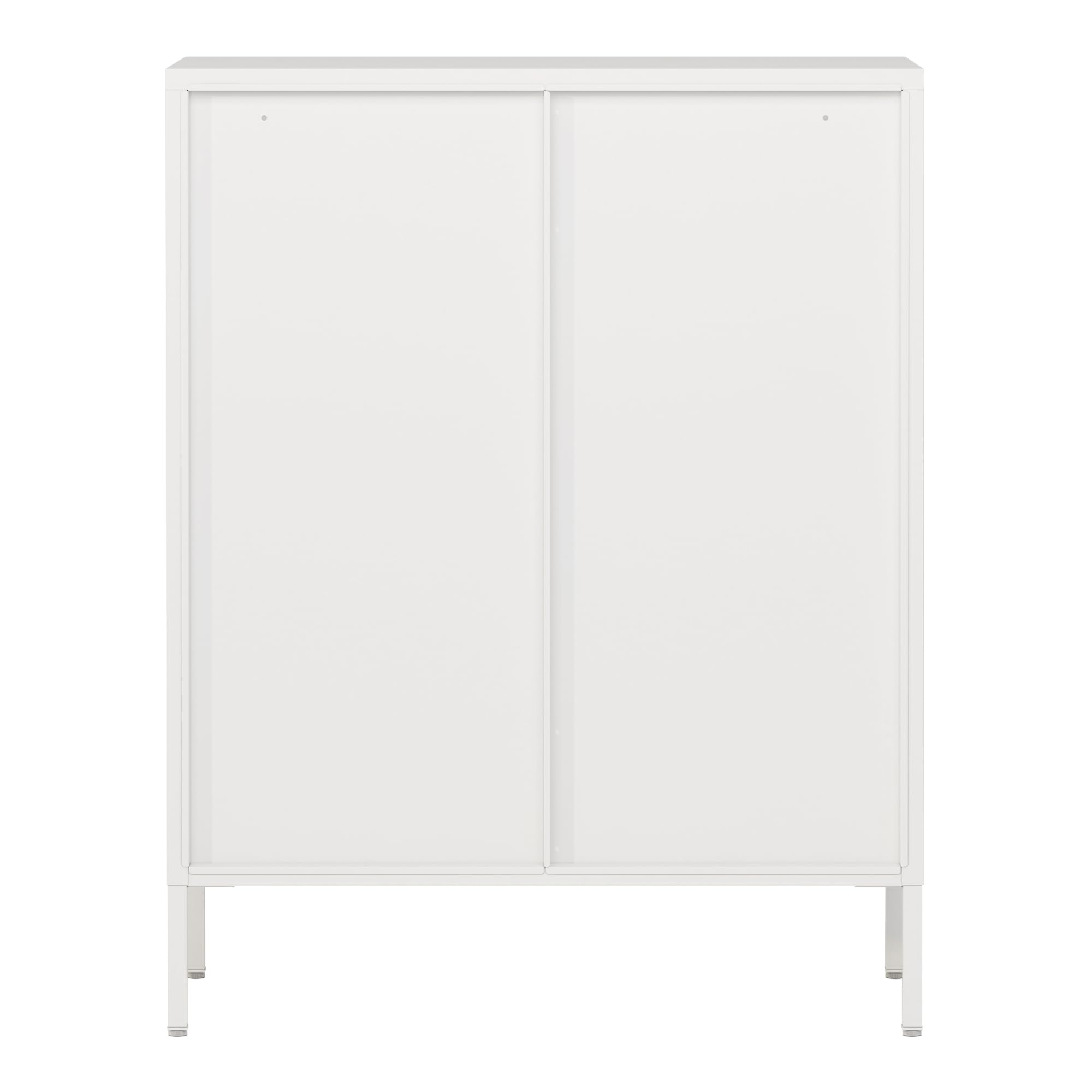 [en.casa] Comò in Acciaio con 2 Ante in Vetro Temperato Credenza per Soggiorno 101,5 x 80 x 40 cm Armadietto a Vetrata con 3 Scomparti - Bianco