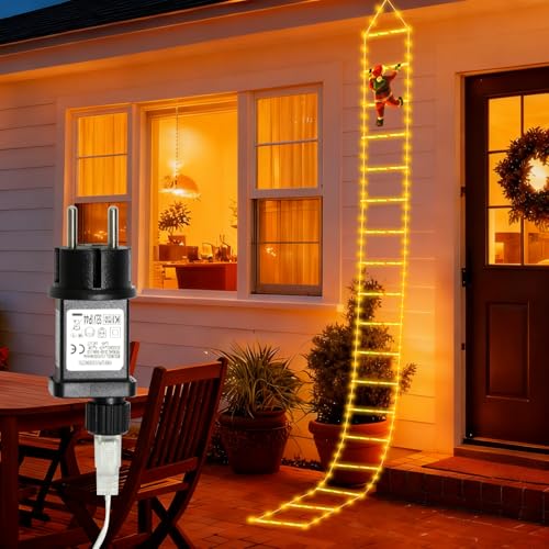 Dixmas LED 3M Weihnachtslichterkette Leiter mit kletternder...