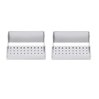 EustomA Burs Holder Block Case for 30 Holes High Temperature Sterilizable Autoclavable Burs Holder Box 2pcs/Set Silver