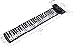 Electronic Piano Keyboard, Portable 61-Keys Roll Up Soft Silicone Flexible Piano, Electronic Piano Keyboard for Home Entertainment Music Practice
