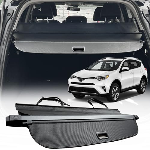 Image of for 2014-2018 Toyota RAV4 Cargo Cover,(Carbon Fiber Look)Cargo Cover for Toyota RAV4 2018 Accessories 2017 2016 2015 2014 Trunk Organizer Rear Trunk Security Shielding Shade (Additionl Cover)