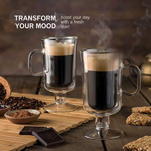 Luigi Bormioli Double Walled Irish Coffee Mugs - 8½ Oz (2 Pack) Insulated Tea Glasses, Drinking Glasses, For Latte, Espresso, Cappuccino, Desert Dish, Thermal Shock Resistant, For Hot - Cold Beverages #TOP1
