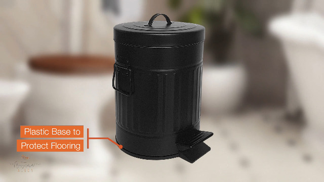 Image of Autumn Alley Small Farmhouse Bathroom Trash Can, Pet Proof Matte Black Trash Can with Lid for Rustic Bathroom, Farmhouse Kitchen Step Waste Bin, Retro Metal Wastebasket 5L /1.3 Gal.