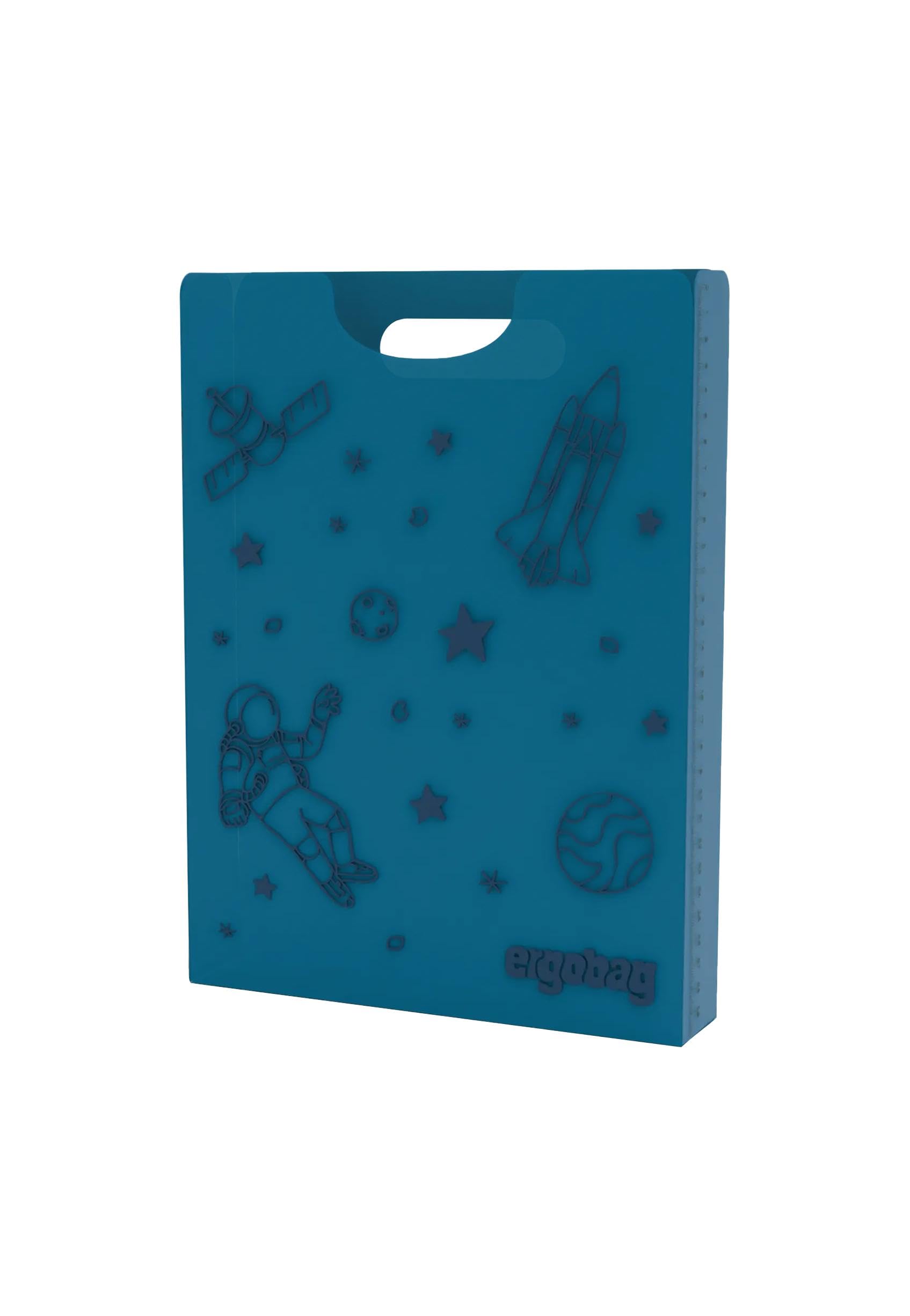 ergobag Heftebox DIN A4 inkl. Griff für mehr Ordnung im Schulranzen, durchsichtig und stabil Astronaut - Dunkelblau