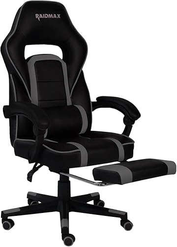 Raidmax Advanced DK701 Series - Sillas para juegos de computadora, silla de juegos de tamaño XL con reposabrazos acolchado y reposapiés plegable,