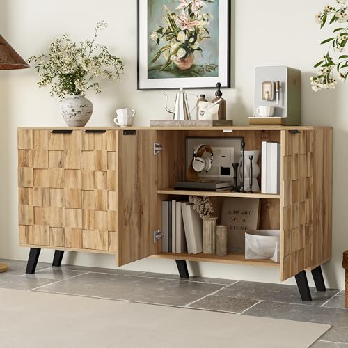 Lexiou Aparador Moderno Aparador para Salón,Aparador Cocina con 4 Puertas,Armario de Almacenamiento,Bohemio para Cocina, Entrada, Comedor, Dormitorio,160,5 x 35,5 x 78 cm