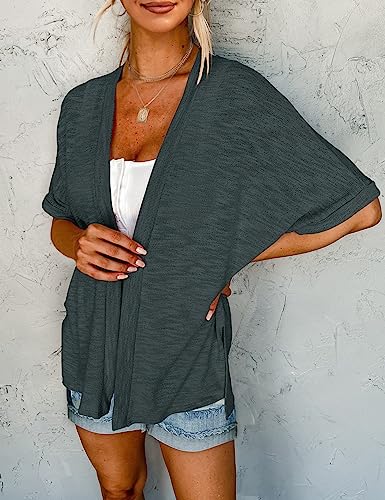 Image of MEROKEETY Women's 2026 Summer Lightweight Kimono Cardigan Short Sleeve Open Front Casual Loose Trendy Beach Cover Ups