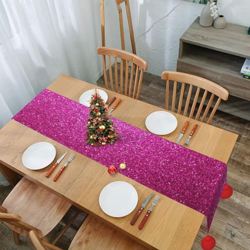 Chemin de table paillettes dégradées lin pour décoration Noël - 8