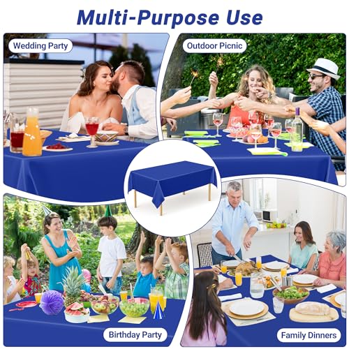 QZYL 4 PCS Blue Tablecloth, 54 x 108 Inches Plastic Table Cloth Disposable, Table Cloth for Parties, Picnic, Camping and Baby Shower Decorations, Leakproof Table Cover of Indoors Outdoors by QZYL - Image 6