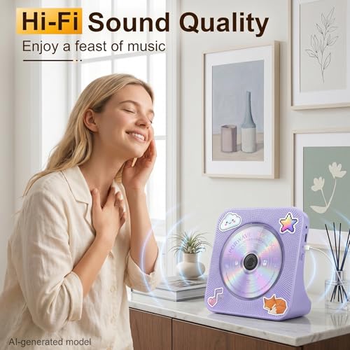 Image of Gueray CD Player Portable Bluetooth Desktop CD Players for Home | Portable CD Player with Bluetooth with Timer Built-in HiFi Speakers with LCD Screen Display Boombox FM Radio USB Type-C