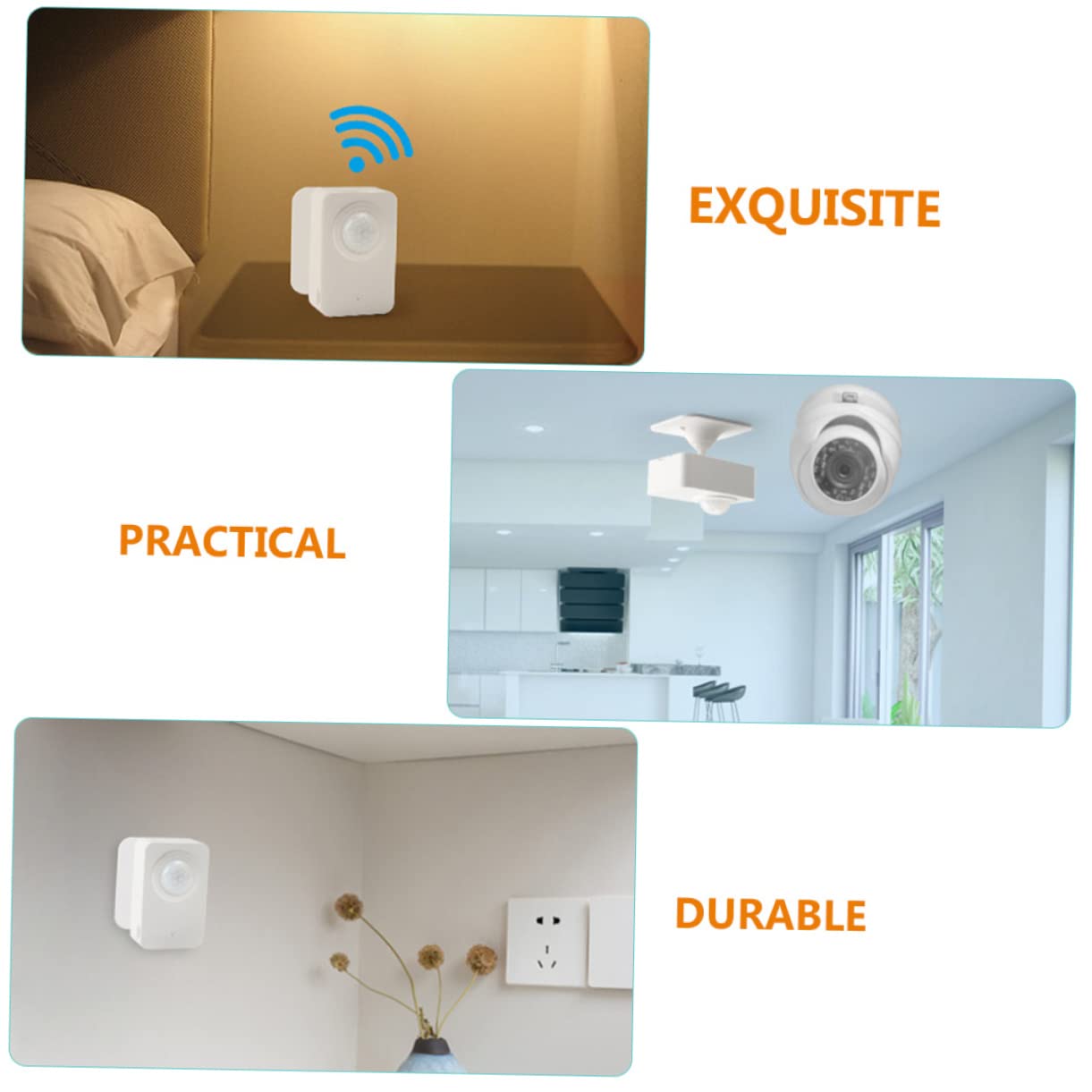 Intelligenter Pir Bewegungsmelder WiFi, Kabelloser Sensor aus Abs | Bewegungserkennung für Menschen und Tiere, Weißes Gehäuse, Einsatz an Tür und Zuhause