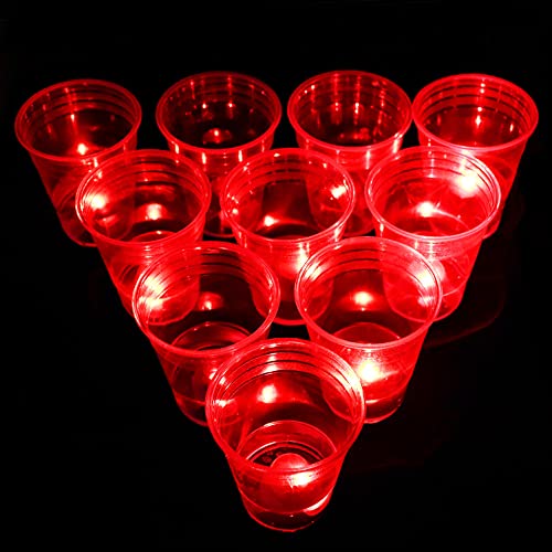 Ahuimeius Halloween The Dark Beer Pong Set,Beer Pong Party Cup Set, LED Beer Pong Cups and Glow-in-The-Dark Balls,22 Set - Thumbnail 6