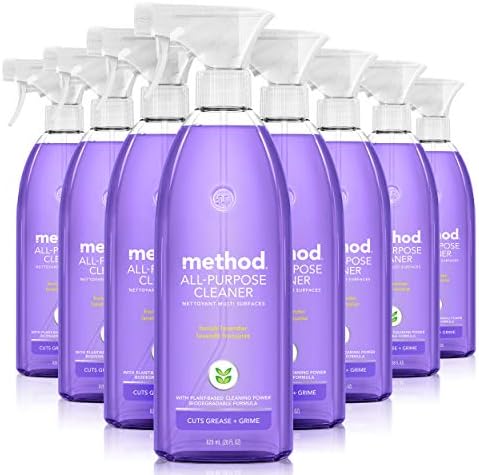 Method All-Purpose Cleaner Spray, French Lavender, Plant-Based and Biodegradable Formula Perfect for Most Counters, Tiles, Stone, and More, 28 oz Spray Bottles, (Pack of 8)