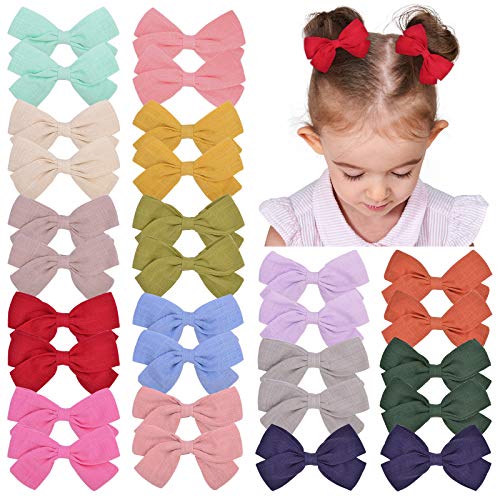 30Pcs Baby Girls Hair Bows Clips Linen Hair Barrettes Boutique Hair Accessories For Kids Toddlers Babies In Pairs #TOP6