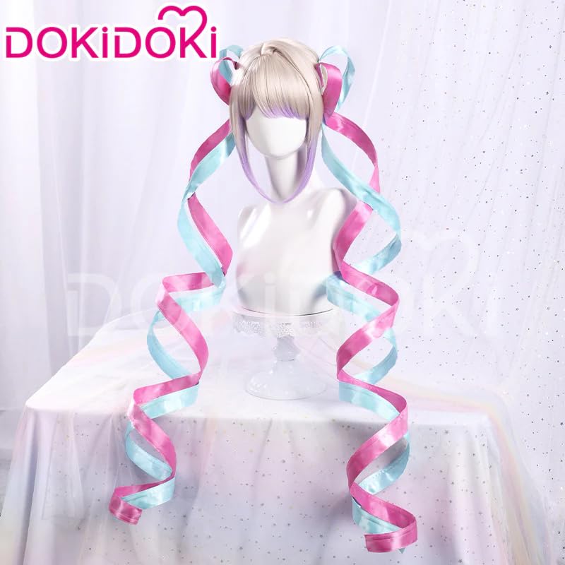 KIRA KIRA KAngel Cosplay Wig NEEDY OVERDOSE KAngel 28cm/11’’ Ribbon Double Ponytail Hair for Halloween Cosplay image 3