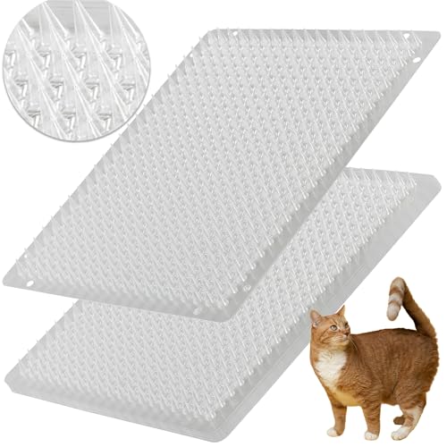 8 Pack Cat Repellent Outdoor/Indoor Scat Mat for Cats&Dogs, Keep Away Pest Plastic Mats with Spikes,16 x 13 Inches
