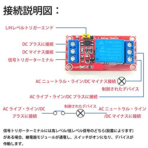 Amazon.co.jp: 12V 1チャンネル リレー モジュール 5個セット 光絶縁
