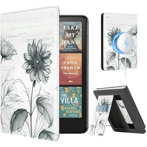 CoBak Stand Case for 7" Kindle Paperwhite 12th Gen 2024 and Kindle Colorsoft with Hand Strap - Compatible with iPhone MagSafe, for Samsung/Belkin/Anker Wireless Charging Pads, Durable, Auto Sleep Wake Cover
