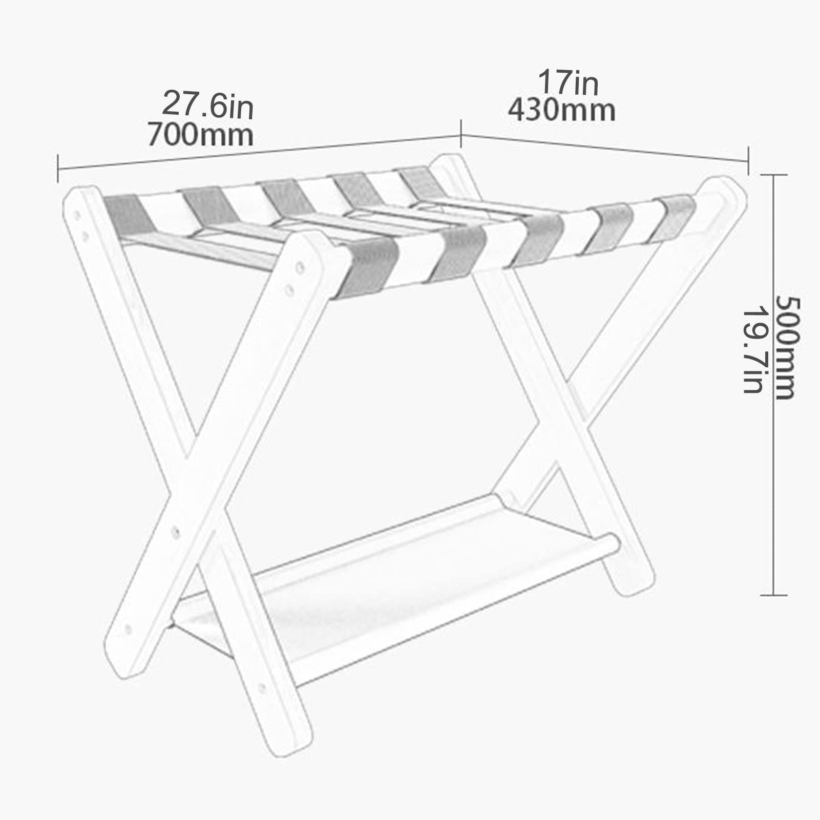 Genérico Organizador de Maletas Plegable con Zapatero - Juego de 2 portaequipajes para habitación de Invitados - Soporte para Maletas de 2 Niveles - Soporte para Maletas de Suelo, 70 x 43 x