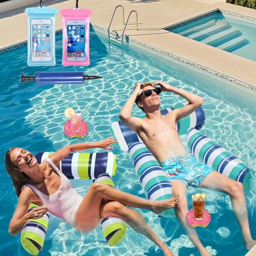 Flottant Hamac Gonflable,4 in 1 Bouee Piscine Adulte,Hamac Flottant,Matelas Piscine,Flotteur Gonflable,Accessoire Adulte pour Plage Vacances Partie