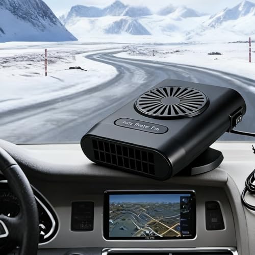 Auto Heizung, Heizlüfter mit Akku, Tragbarer 12V 200W Heizung und Defroster mit 2-in-1 Heizlüfter und Kühlfunktion, Heizung für Auto Zigarettenanzünder, 360° Drehbar Scheibenheizung für Camper LKW PKW