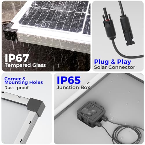 Voltset 100W 12V Solar Panel, High Efficiency 9BB Cell Monocrystalline Solar Panels IP67 Waterproof, Suitable for RV, Marine, Rooftop, Home, Yacht, Off-Grid Applications (100W Single Panel) by Voltset - Image 4