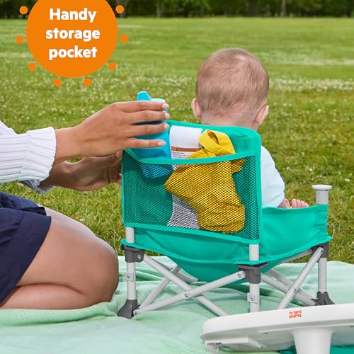 Image of Bright Starts Pop 'N Sit Portable Booster,Indoor /Outdoor Use,Floor Seat with Feeding Tray,Teal,6 Mos - 3 Yrs,(Pack of 2)
