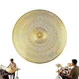 16" Low Volume China Cymbal Alloy, Brass Cymbal Replacement, Mute Practice, Quiet and Controlled Tone for Home Drum Kit for Beginner Player Percussion Practice (Yellow)