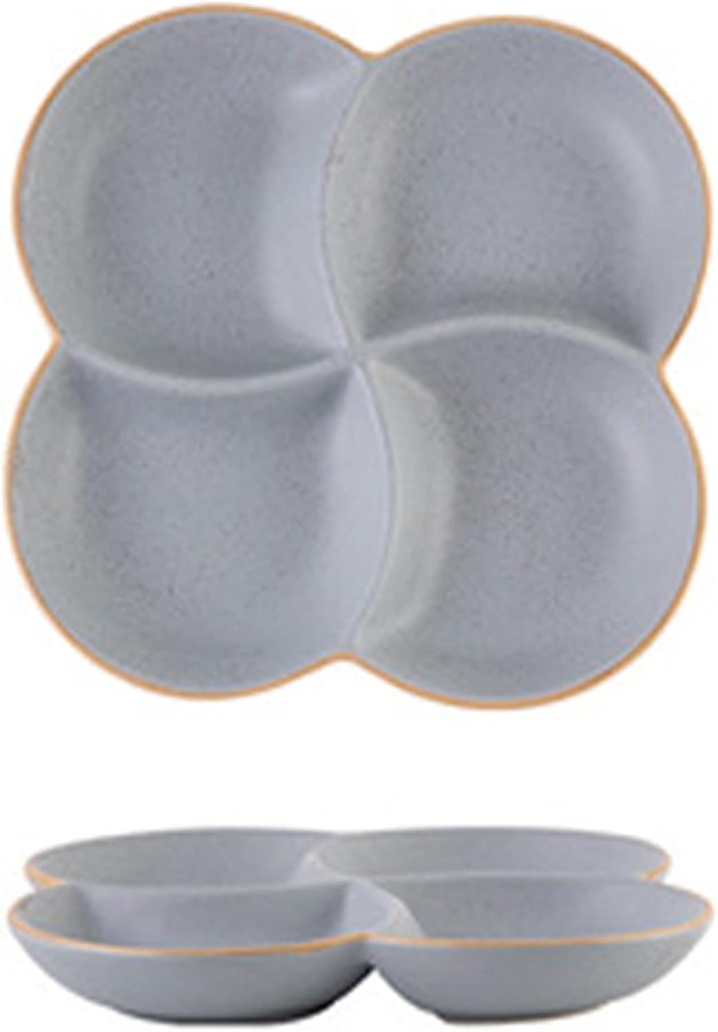 Weight Management Tableware - 8.6“ Rustic 4 Section Compartment Divided Plates Ceramic Quantitative Fat Loss Plate for Balanced Eating - 1Pc (Color : Beige)