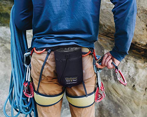GLADIATOR GYM GEAR Climbing Chalk Bag Drawstring Hand Chalk Bag with Pocket, Brush Loop & Adjustable Belt - Chalk Bag for Rock Climbing & Bouldering, Indoor Climbing, Gymnastics & Lifting - Thumbnail 7