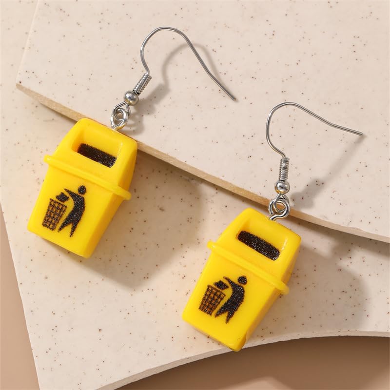 coadipress Creative Trash Can Dangle Drop Earring for Women Funny Resin Toilet Bottle Dangle Earrings Cute Trash Can Earring Garbage can Earrings Funny Earring Jewelry Gifts - Image 5