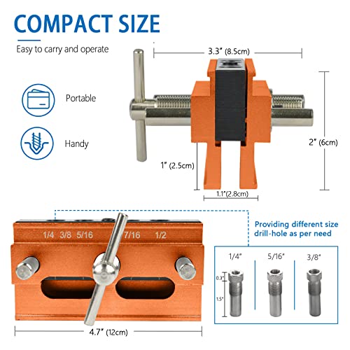 Self Centering Doweling Jig Kit With 6 Drill Sleeves Drill Guide Bushings Set Adjustable Width Wood Dowel Jig Woodworking Joints Tools Diy Project (Gold) #TOP5