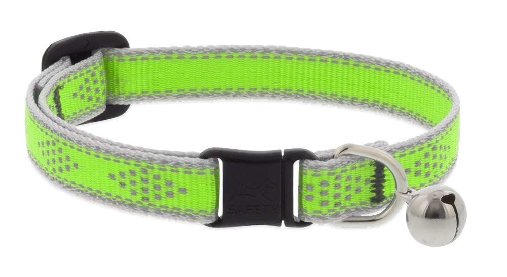 Lupine Collar de seguridad reflectante para gatos con campana de 1/2 pulgada de ancho, diamante verde que se ajusta de 8 a 12 pulgadas
