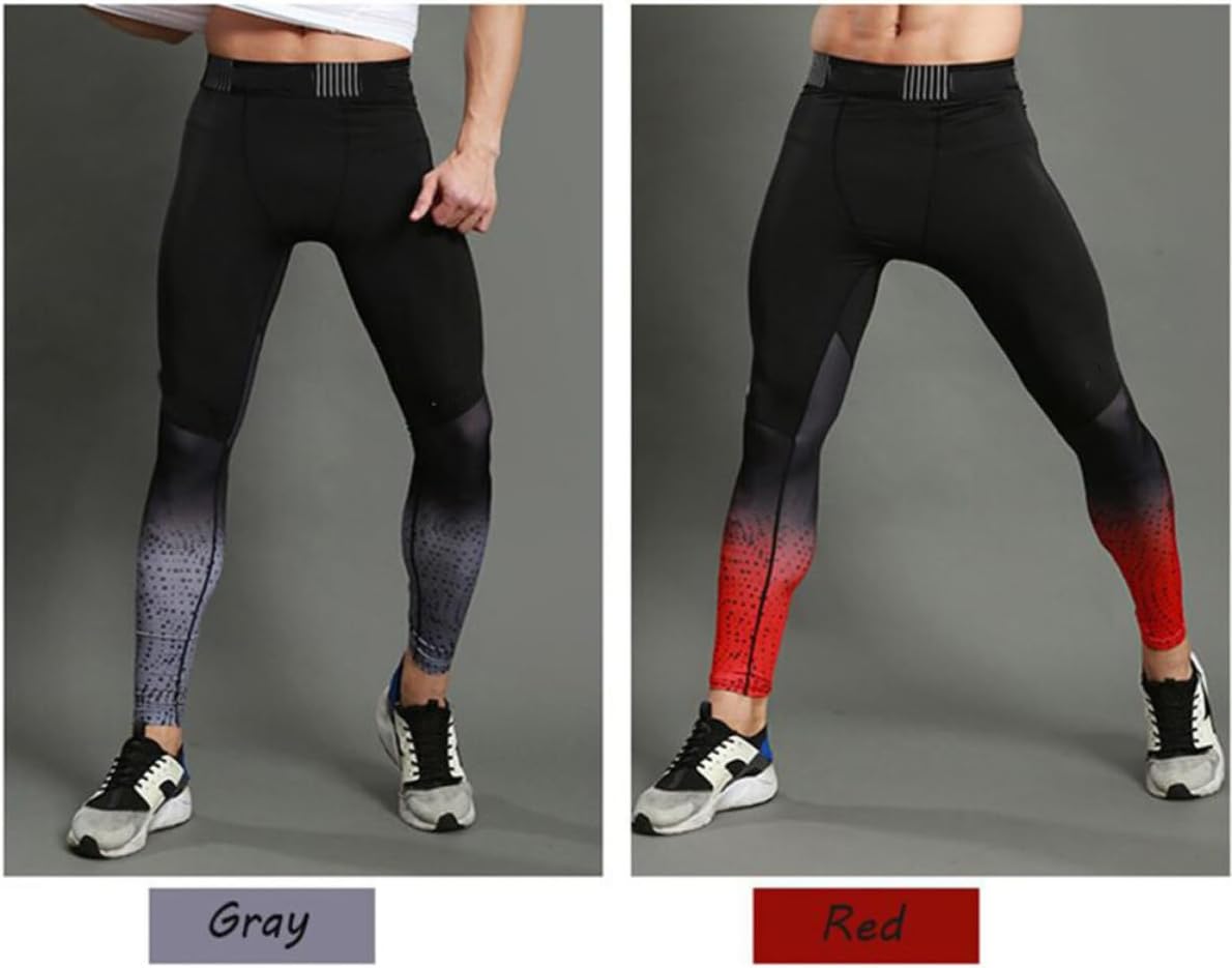 YARNOW Men Compression Sports Pants Lightweight Quick-Dry Running Trousers with 87% Polyester and 13% Spandex for Gym, Hiking, and Football Workouts Grey
